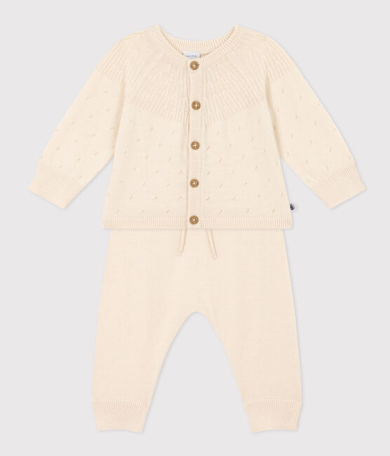 Baby-Set aus Woll- und Baumwoll-Strick naturfarben AVALANCHE