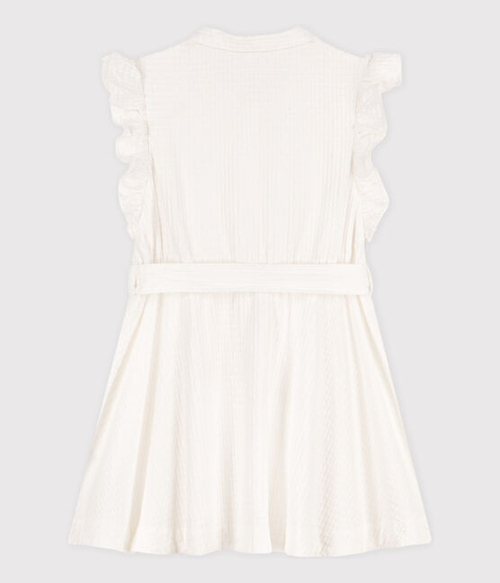 Ärmelloses Kinder-Kleid aus Seersucker für Mädchen weiss MARSHMALLOW