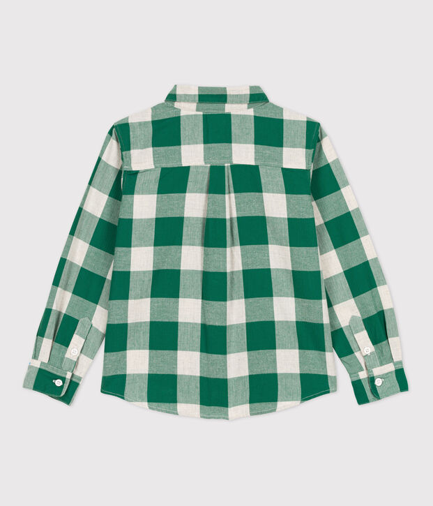 Kinderhemd aus Flanell mit Karomuster f&uuml;r Jungen MATCHA/naturfarben