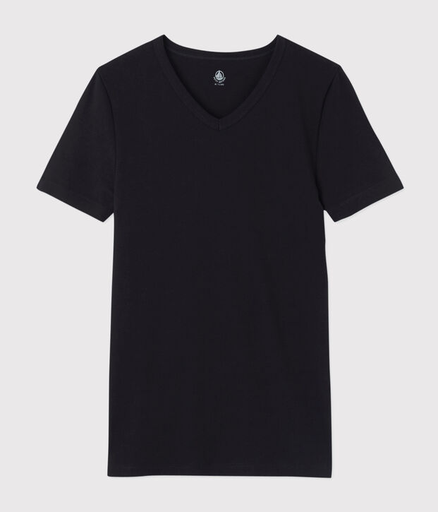 Kurz&auml;rmliges T-Shirt mit V-Ausschnitt schwarz