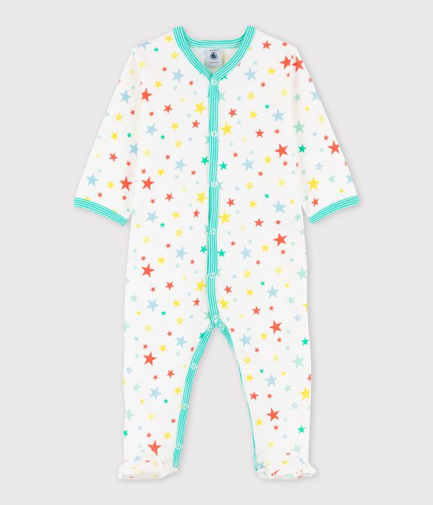 Baby-Strampler mit buntem Sternenmotiv weiss/vielfarbig