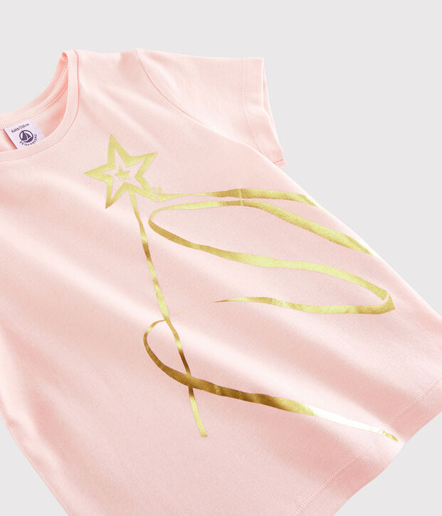 Kurz&auml;rmliges Kinder-T-Shirt aus Baumwolle f&uuml;r M&auml;dchen rosa