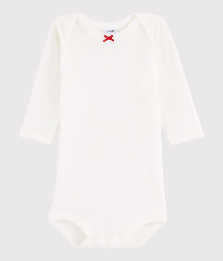 Lang&auml;rmeliger Baby-Body M&auml;dchen weiss/rot