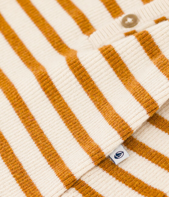 Gestreifter Baby-Overall aus Strick weiss AVALANCHE/ ECUREUIL