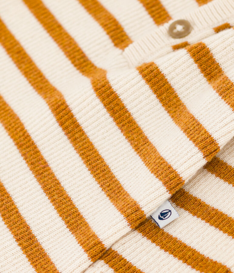 Gestreifter Baby-Overall aus Strick naturfarben/braun