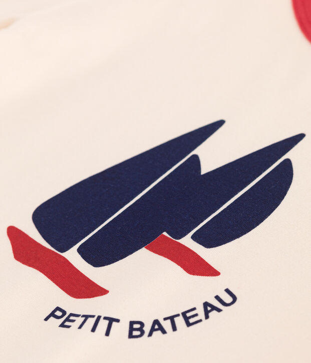 Kurz&auml;rmeliges Kinder-T-Shirt aus bedruckter Baumwolle naturfarben