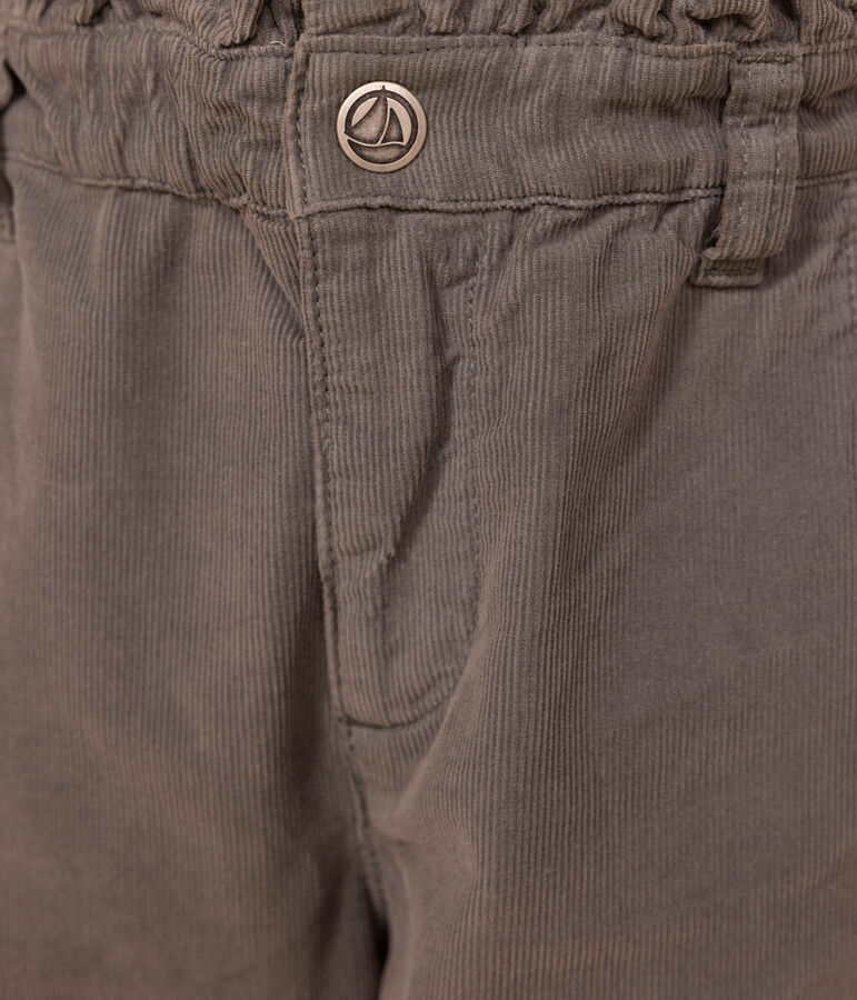 Gerade geschnittene Kinderhose aus Feincord f&uuml;r M&auml;dchen gr&uuml;n THUYA