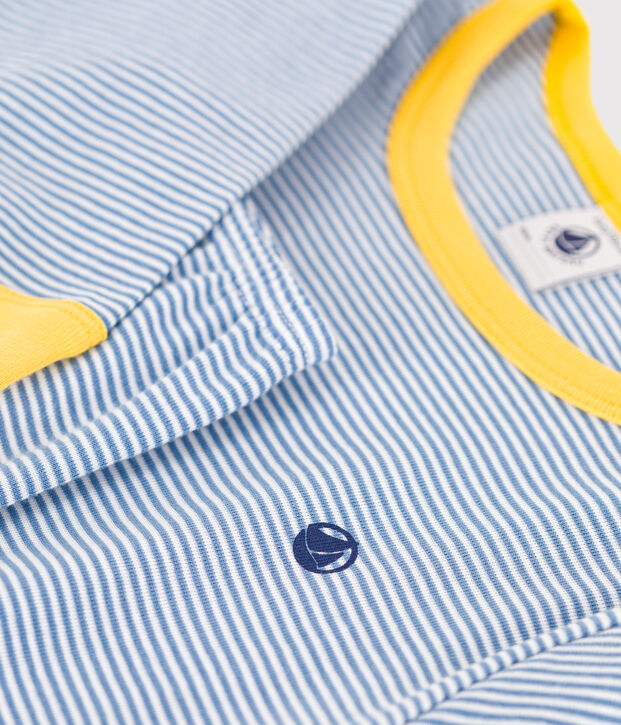 Kinder-Pyjama aus gestreifter Baumwolle blau/weiss