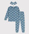 Kinderpyjama und Maske aus Baumwolle für Mädchen blau ROVER/weiss MARSHMALLOW