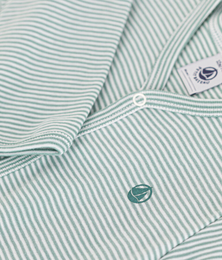 Gestreifter Baby-Strampler aus Baumwolle gr&uuml;n/weiss