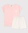 Kinder-Kurzpyjama aus Bio-Baumwolle für Mädchen rosa MINOIS/weiss MULTICO