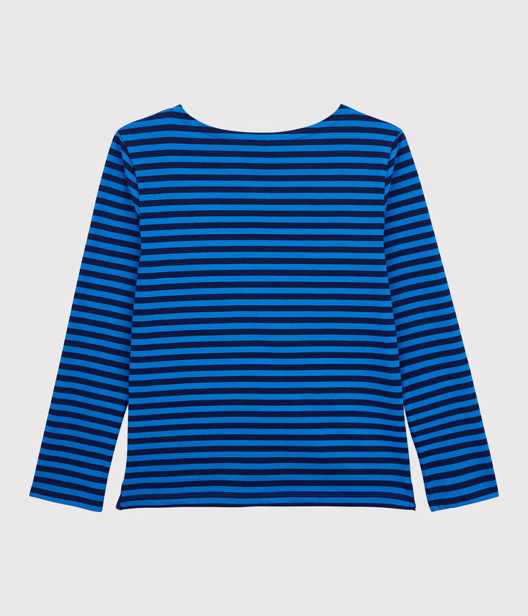 Baumwoll-T-Shirt mit Marinestreifen Damen blau/blau