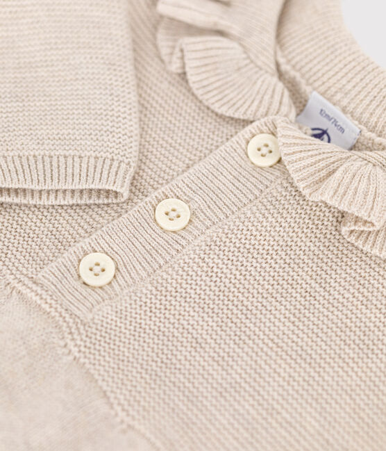 Langärmeliges Baby-Kleid aus Baumwollstrick beige MONTELIMAR CHINE