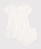 Weißes Baby-Kleid und Bloomer aus Baumwolle mit Lochstickereien weiss ECUME