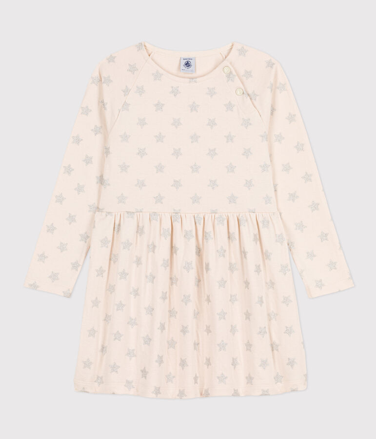 Lang&auml;rmeliges Kleid mit Printmotiv f&uuml;r M&auml;dchen naturfarben/grau