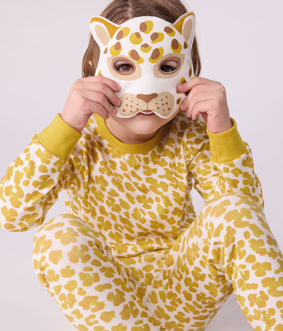 Kinder-Pyjama zum Verkleiden aus Baumwolle mit Leoparden-Motiv weiss MARSHMALLOW/weiss MULTICO