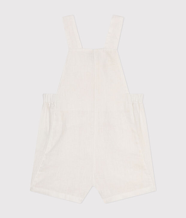Kurze Baby-Latzhose aus Leinen weiss