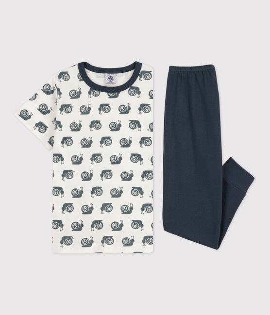 Kurzärmeliger Kinderpyjama aus Baumwolle mit Schneckenmotiv für Jungen DUCKY/ MARSHMALLOW