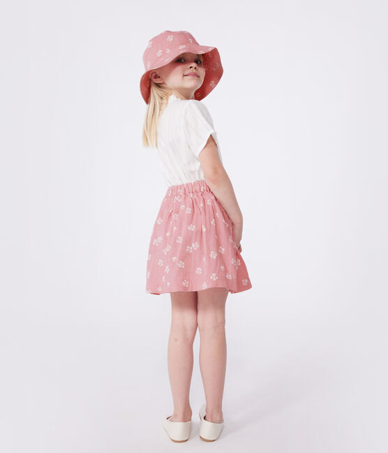 Kinder-Rock aus geblümter Baumwolle rosa CHARME/weiss MARSHMALLOW