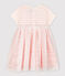 Kurzärmeliges Baby-Kleid für Mädchen weiss MARSHMALLOW/rosa MINOIS