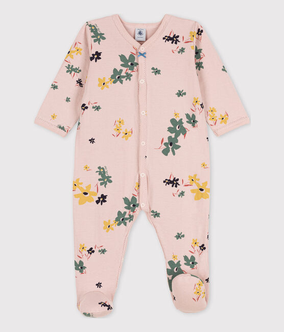 Baby-Strampler aus Doppeljersey mit Blumenmotiv rosa SALINE/weiss MULTICO