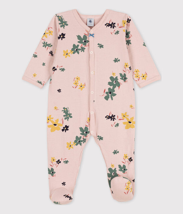 Baby-Strampler aus Doppeljersey mit Blumenmotiv rosa/vielfarbig