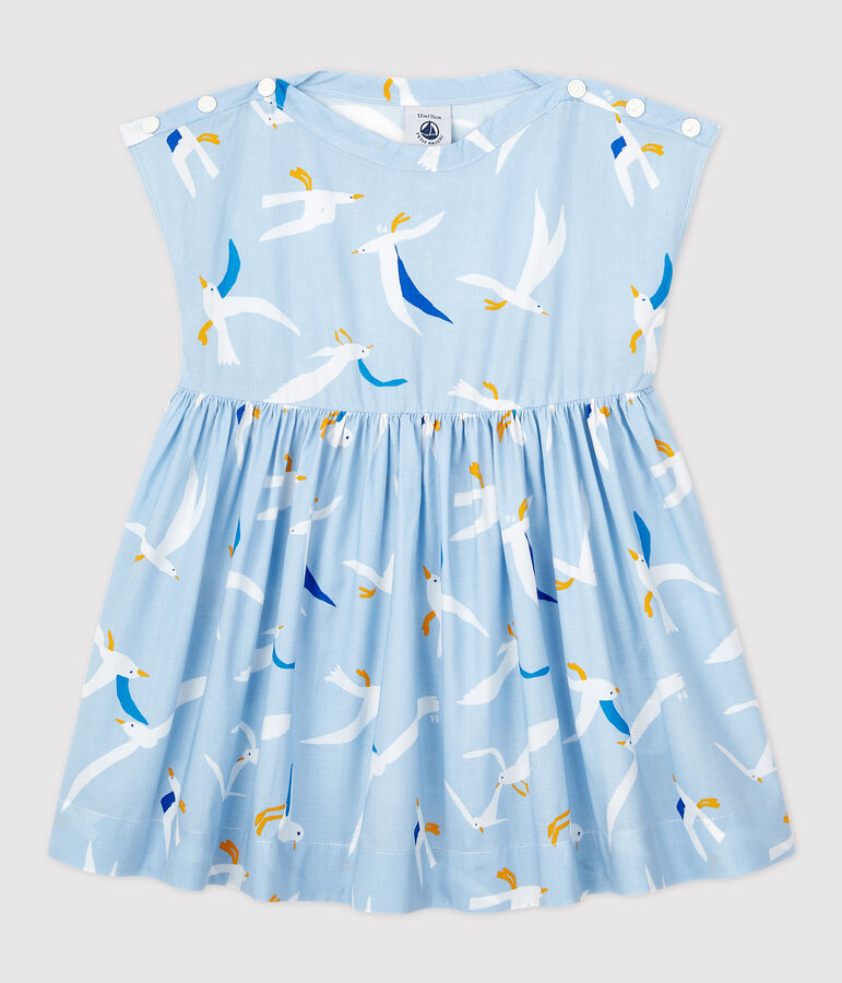 Kurz&auml;rmeliges Baby-Kleid aus Popeline f&uuml;r M&auml;dchen blau/vielfarbig