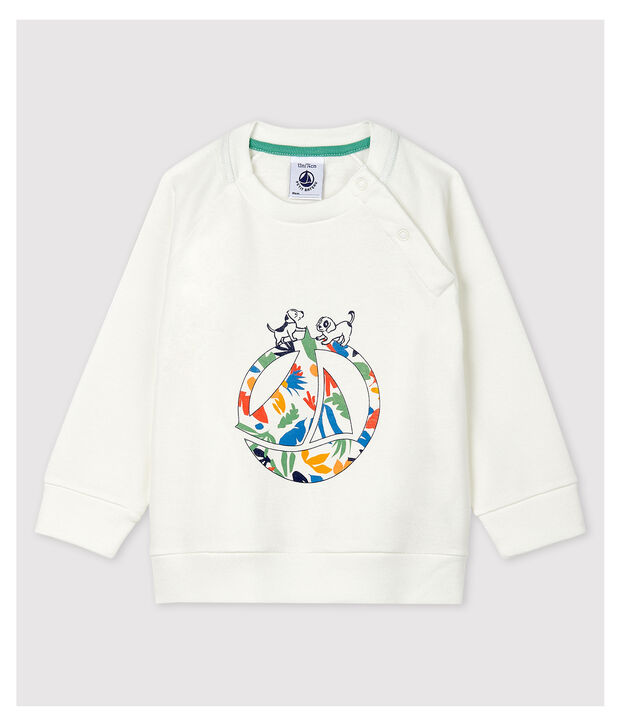 Baby-Sweatshirt aus Baumwolle. weiss