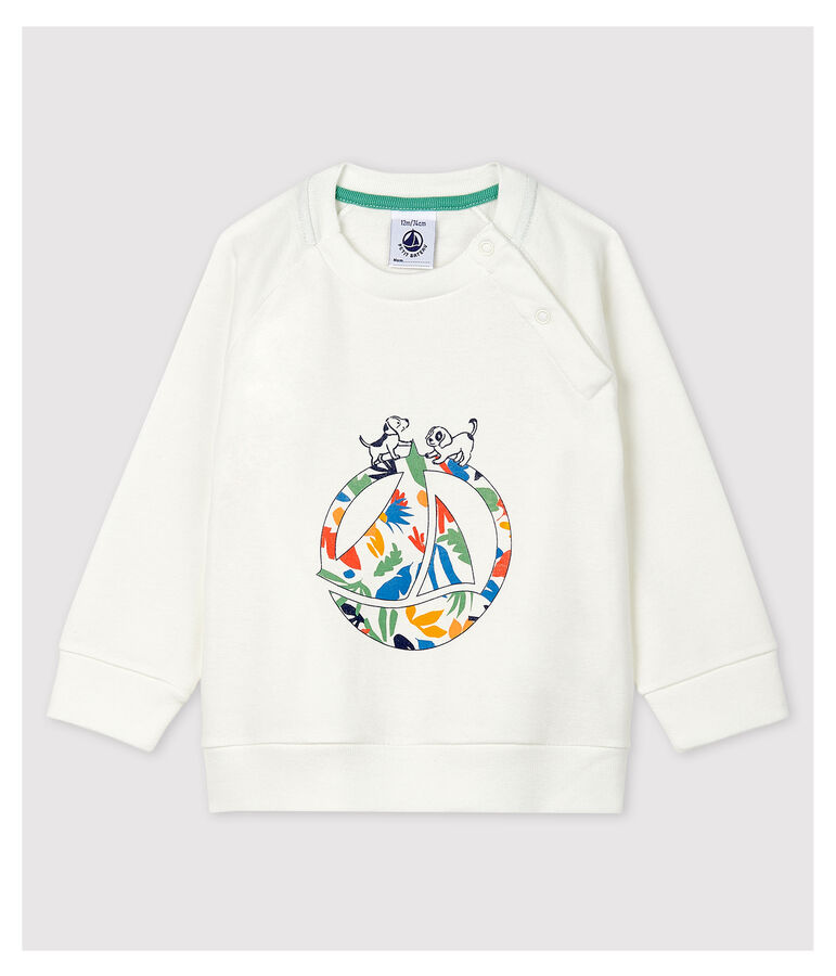 Baby-Sweatshirt aus Baumwolle. weiss