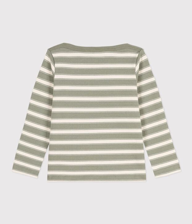 Streifenshirt aus dichter Baumwolle f&uuml;r M&auml;dchen und Jungen gr&uuml;n/naturfarben
