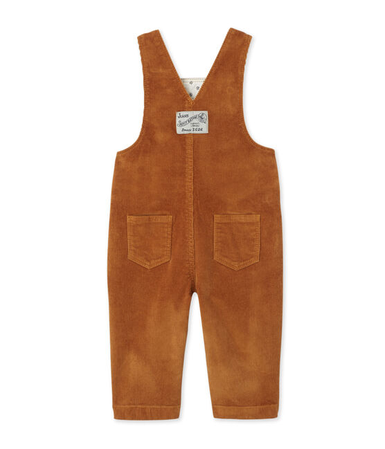 Baby-Jungen-Latzhose aus Stretch-Nicki braun CUIVRE