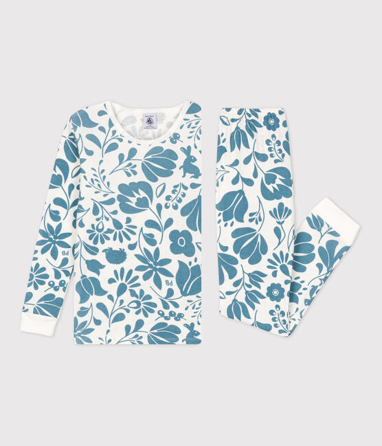 Kinderpyjama mit schmaler Passform aus Baumwolle mit Blumenmotiv weiss MARSHMALLOW/ ROVER