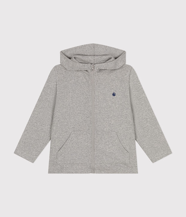 Jungen-Kapuzenshirt mit Rei&szlig;verschluss aus Strickgewebe grau