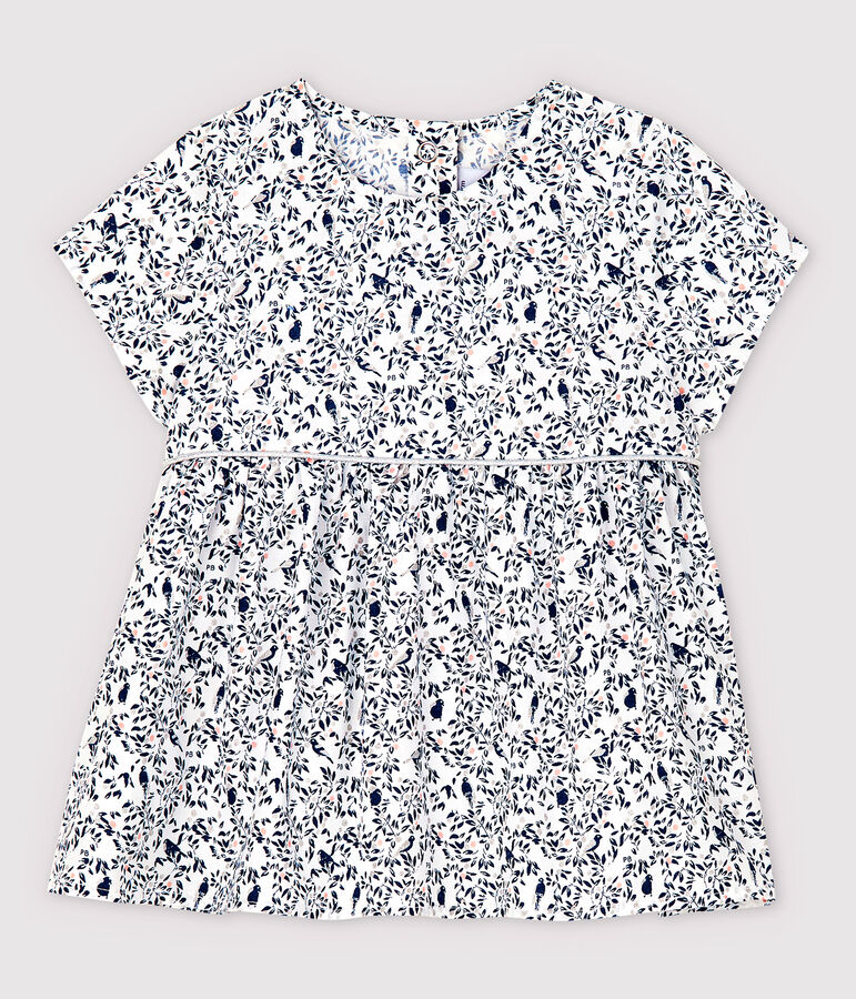 Kurz&auml;rmelige Baby-Bluse f&uuml;r M&auml;dchen aus Popeline weiss/vielfarbig