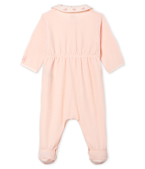 Baby-Strampler aus Velours für Mädchen rosa FLEUR
