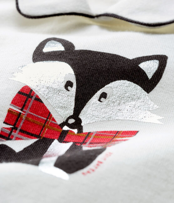 Langärmeliges Baby-T-Shirt für Jungen mit Kragen weiss MARSHMALLOW CN