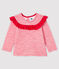 Langärmelige Baby-Bluse für Mädchen rosa POPPY/weiss MARSHMALLOW