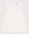 Kurzärmeliges Kinder-Kleid aus Baumwolle  weiss MARSHMALLOW/grau ARGENT