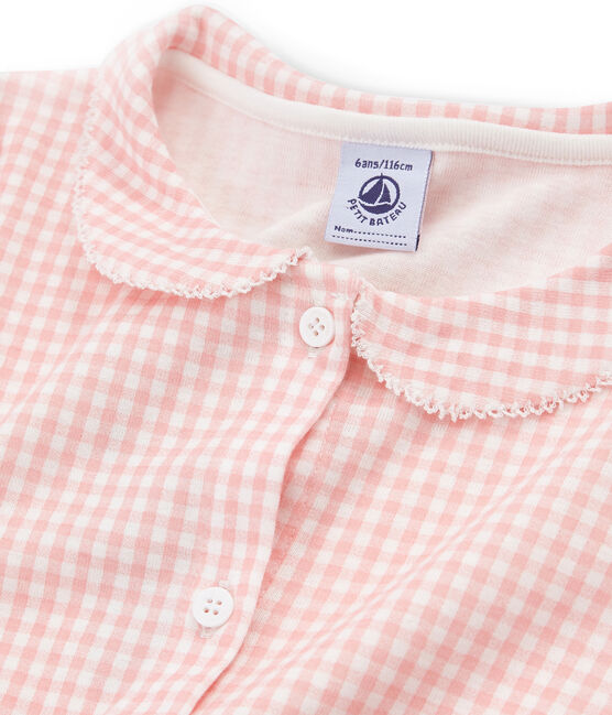 Rippstrick-Kurzpyjama für kleine Mädchen weiss MARSHMALLOW/rosa ROSAKO