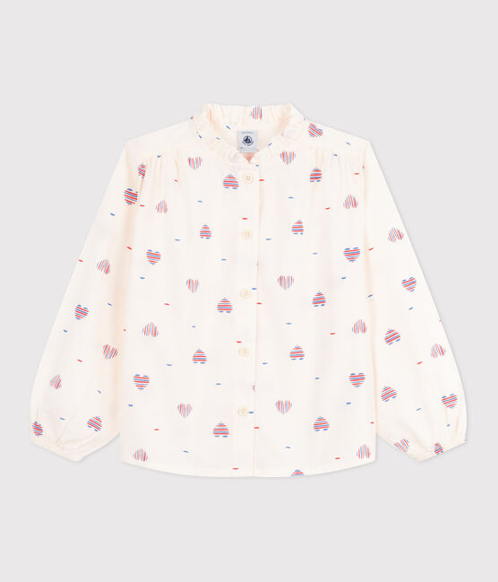 Langärmelige Kinder-Bluse mit Herzmotiv weiss AVALANCHE/ MULTICO