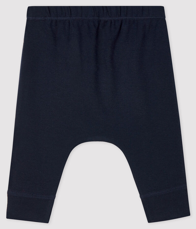 Baby-Leggings mit Katzenkopf-Motiv aus Rippstrick blau