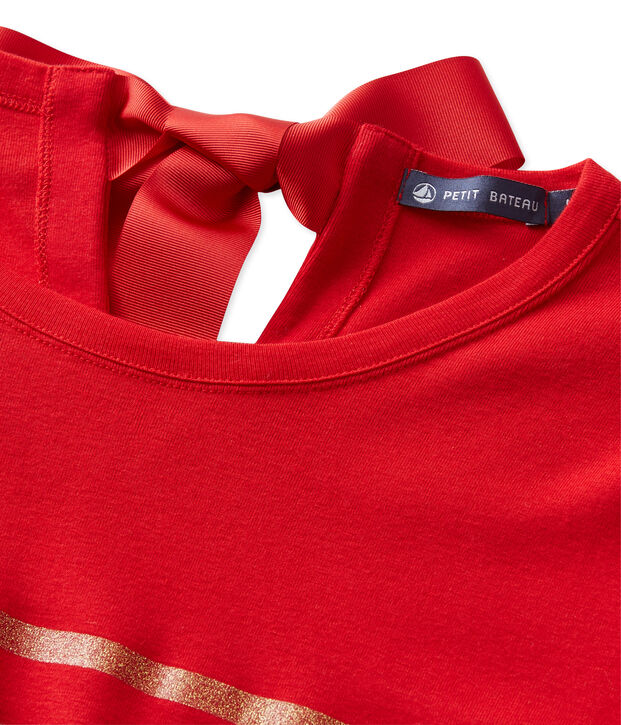 Gestreiftes Damen-Pailletten-Shirt rot
