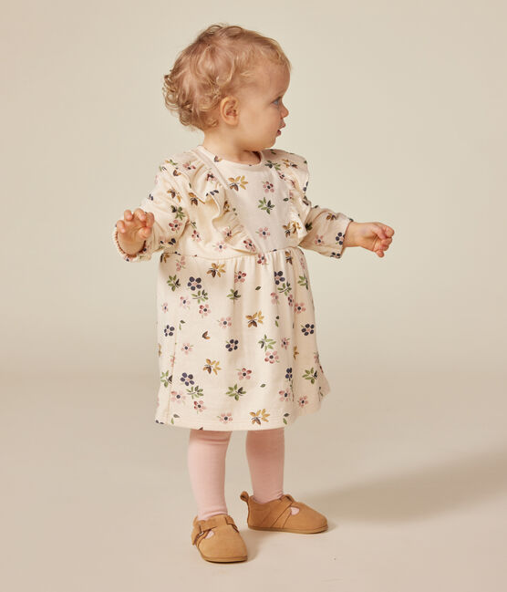 Langärmeliges Baby-Kleid aus Doppeljersey weiss AVALANCHE/ MULTICO
