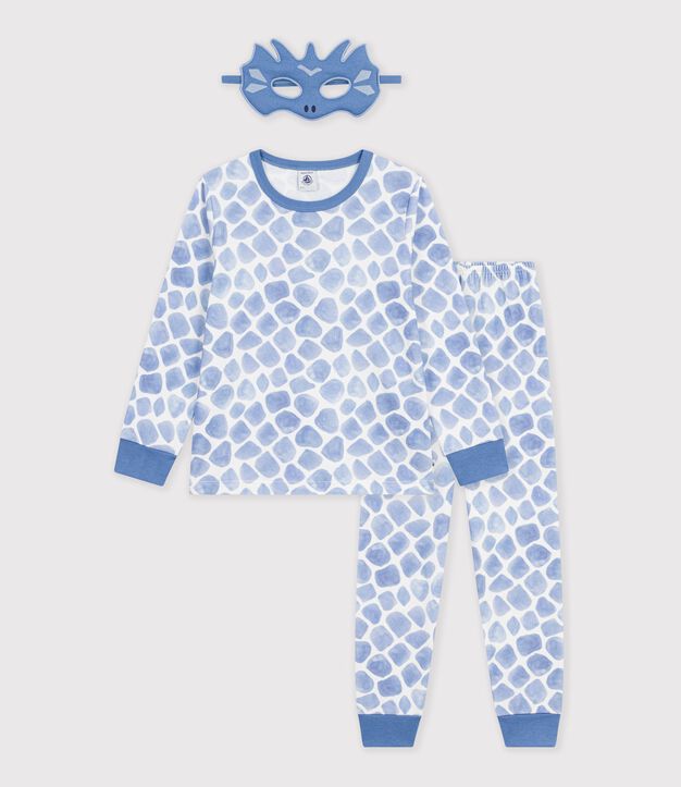 Kinder-Pyjama zum Verkleiden Drache aus Baumwolle blau/blau
