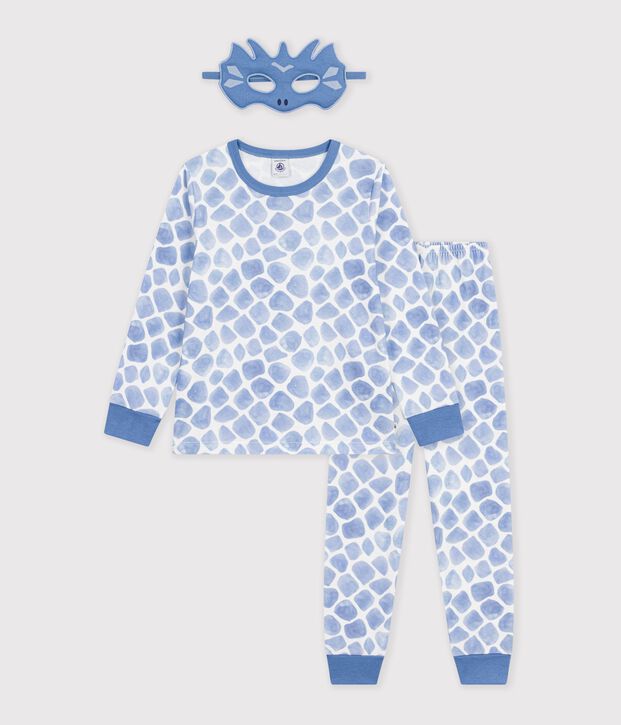 Kinder-Pyjama zum Verkleiden Drache aus Baumwolle blau/blau
