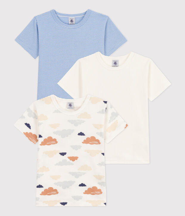 3er-Set kurz&auml;rmelige Baumwoll-T-Shirts mit Wolkenmotiv f&uuml;r Jungen vielfarbig