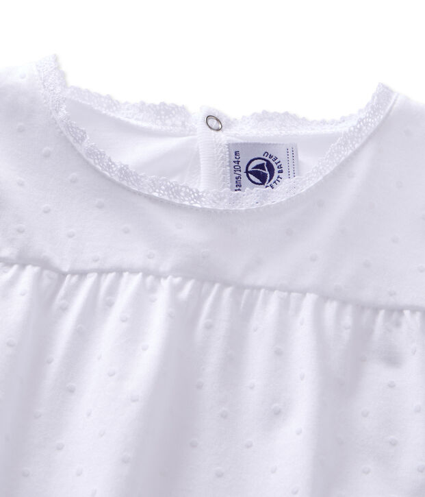 Pyjama fille &agrave; pois weiss