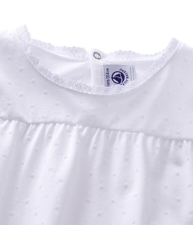 Pyjama fille &agrave; pois weiss