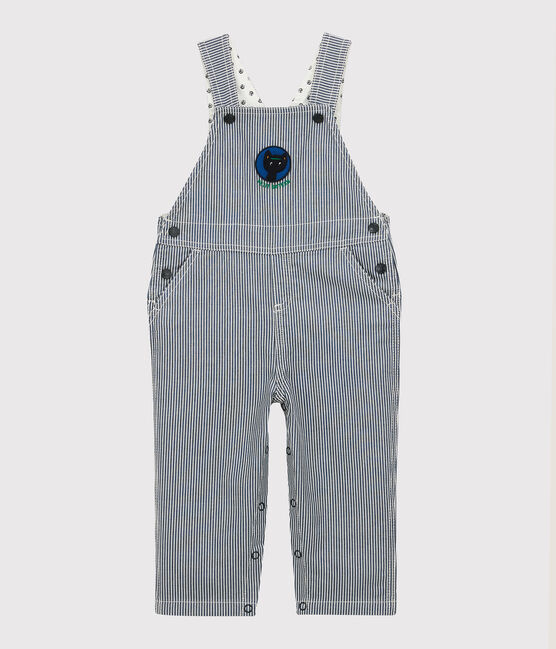 Baby-Latzhose aus Leinen. blau SMOKING/weiss MARSHMALLOW