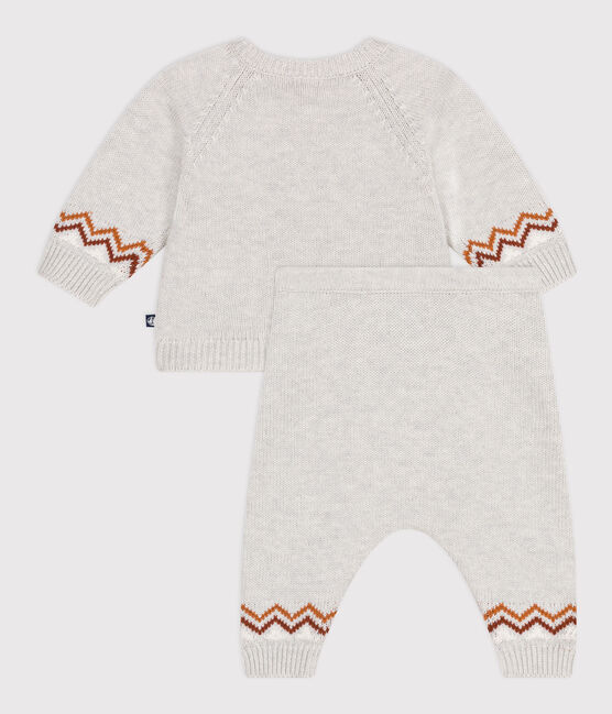 2-teiliges Baby-Set aus Wollstrick mit "P'tit  Cœur"-Motiv beige MONTELIMAR/weiss MULTICO